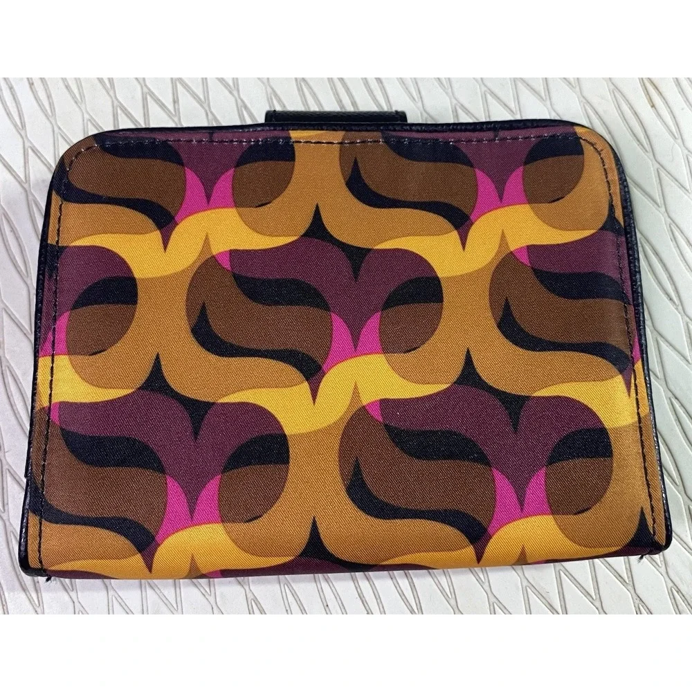 Vera Bradley Y2k Modern Lights Push lock Bifold Wallet Yellow& Pink4.5x6x1